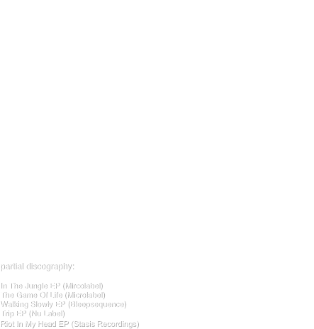 Andrea Vecchio aka SanthiAgo is an Oboe player trained in classical music. While pursuing his studies he quickly found himself expanding and absorbing different types of music outside of classical to gain a broader knowledge of composition and sonic architecture. listening to songs running the full spectrum from rock to jazz, drum & bass to techno, nothing was left unturned.  During this time he took a particular liking to electronic dance music coming from the experimental category, keenly interested in artists like Aphex Twin for their use of different rhythms, ambience, sonorities, and harmonies.

A move to Bologna put Andrea squarely in the underground scenes of minimal, techno, and house music. Finishing his Conservatory there allowed him to follow the pulse of dance culture while simultaneously continuing his exploration of  experimental electronic music.

the leftfield IDM sensibilities of Murcof, Mouse On Mars, and others, mixed with mainstream acts like Bjork, Thievery Corporation, and Radiohead, along with Andrea's classical training have yielded a very unique and wondrous blend in his personal production work. Which can currently be heard thru the various labels he has released material on.




partial discography:

In The Jungle EP (Mircolabel)
The Game Of Life (Microlabel)
Walking Slowly EP (Bleepsequence)
Trip EP (Nu Label)
Riot In My Head EP (Stasis Recordings)